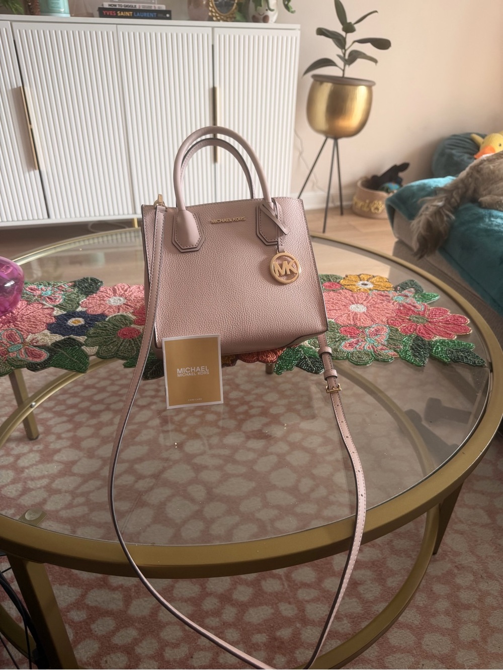 Michael Kors Blush Pink Pebbled Leather Crossbody Tote